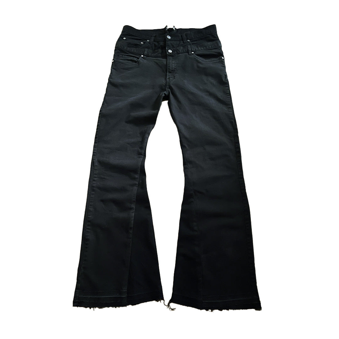 Men's Double Waisted Flares In Black