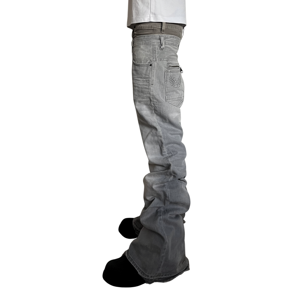Men's Double Waisted Flares In Grey